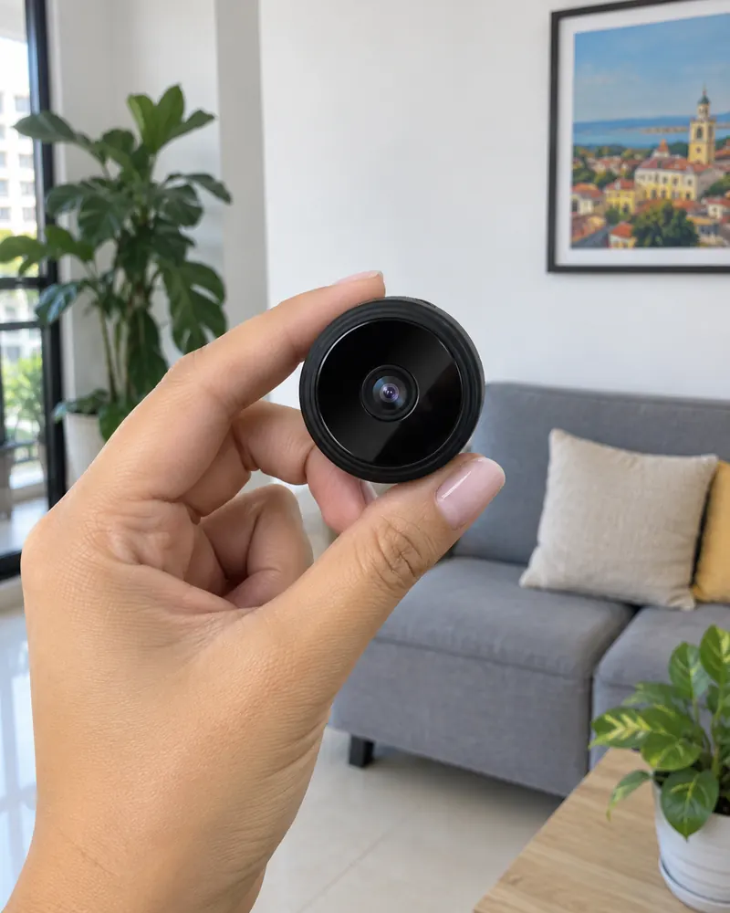 MiraOne Mini en la mano, del tamaño de una pelota de golf